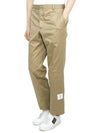 Men's Three-Stripe Tab Cotton Chino Straight Pants Beige - THOM BROWNE - BALAAN.