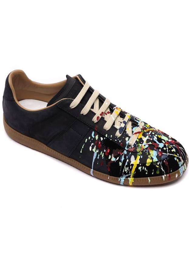 Men's Replica German Army Paint Low Top Sneakers Black - MAISON MARGIELA - BALAAN 4