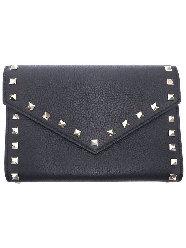 Women s Valentino QW2P0Q48VSH Black Calfskin Rockstud Chain Clutch gt Pouch Gangbuk used luxury goods - VALENTINO - BALAAN 2