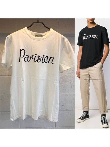 Men's Parisian Logo Short Sleeve TShirt AM00101KJ0008 - MAISON KITSUNE - BALAAN 1