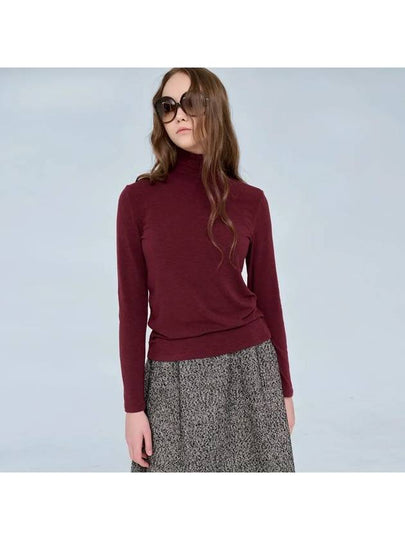 Wool Rayon Polarty Turtleneck Wine - VOYONN - BALAAN 2