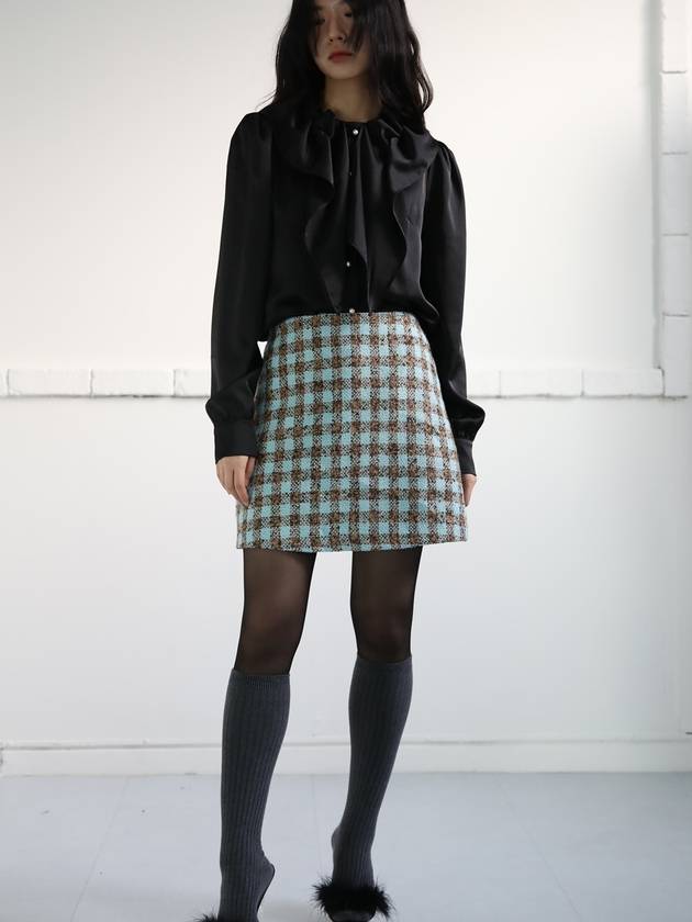 Gingham Tweed A-Line SkirtBlue - SORRY TOO MUCH LOVE - BALAAN 2