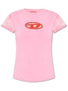 T Sli Oval Back Lace Logo Short Sleeve T-Shirt Pink - DIESEL - BALAAN 2