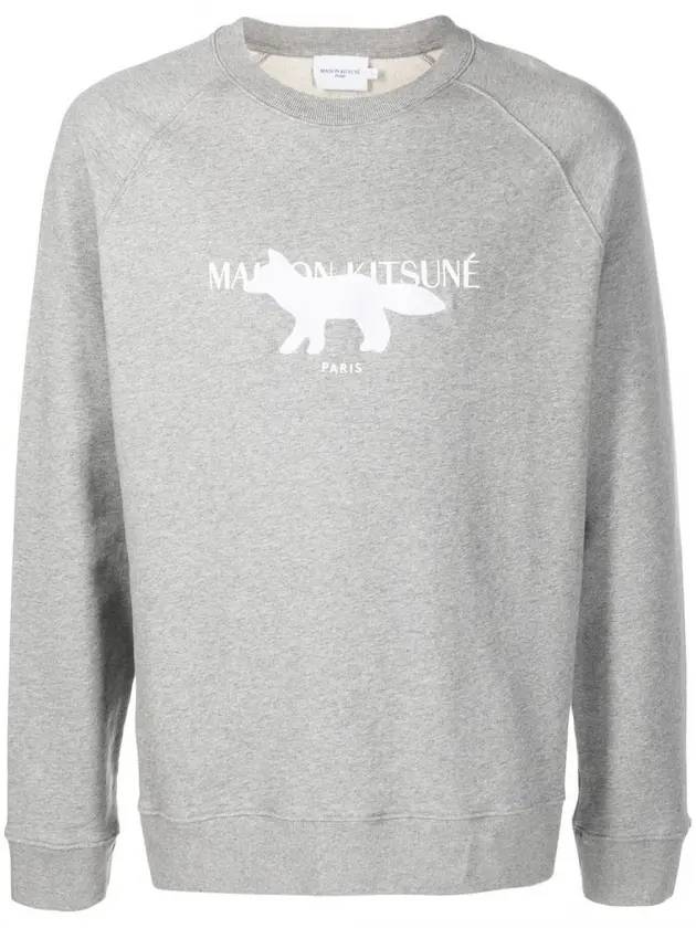 Fox Stamp Logo Cotton Sweatshirt Grey - MAISON KITSUNE - BALAAN 1