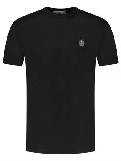 Logo Patch Short Sleeves T-Shirt Black - STONE ISLAND - BALAAN 2