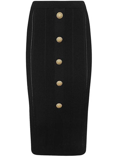 Balmain High Waist Five Button See Through Knit Midi Skirt Clothing - BALMAIN - BALAAN 1