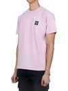 Logo Patch Short Sleeves T-Shirt Pink - STONE ISLAND - BALAAN 4