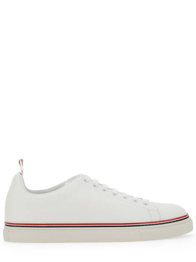 Tennis Vitello Calf Leather Low Top Sneakers White - THOM BROWNE - BALAAN 2