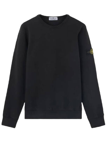 Kids Wappen Patch Organic Cotton Fleece Sweatshirt Black - STONE ISLAND - BALAAN 1