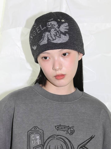 Egg Angel Beanie CHARCOAL - CLUT STUDIO - BALAAN 1