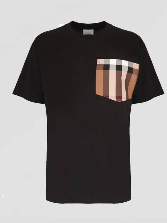 Vintage Check Pocket Short Sleeve T-Shirt Black - BURBERRY - BALAAN.