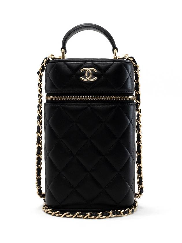 Classic Chain Cosmetic Phone Holder Vanity Bag Lambskin Black Champagne Gold AP2675 - CHANEL - BALAAN 3