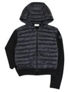 Women's Padded Wool Zip-Up Hooded Cardigan Black - MONCLER - BALAAN 2