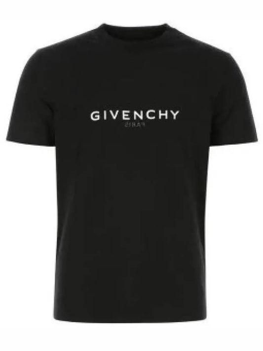 Men's Reverse Logo Round Slim Short Sleeve T-Shirt Black - GIVENCHY - BALAAN 2