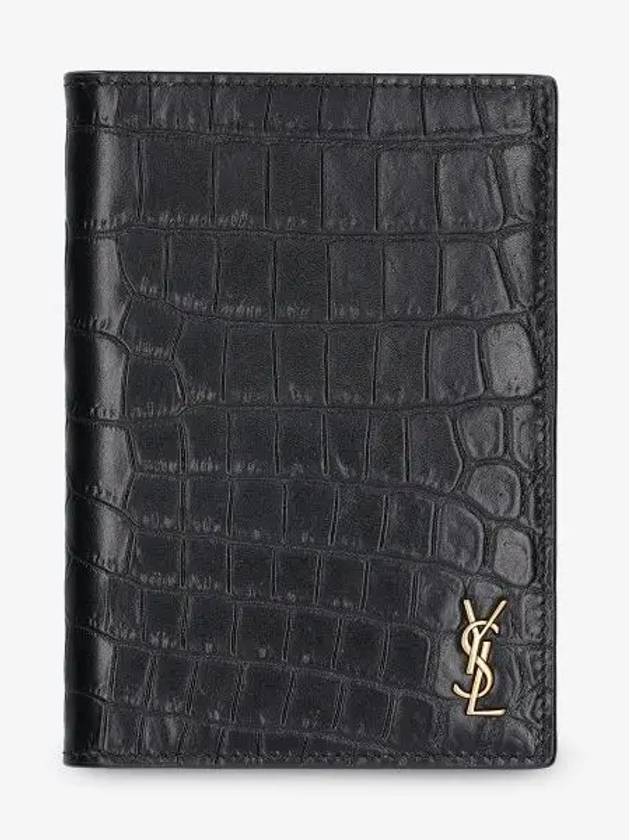 Monogram Crocodile Card Passport Wallet Black - SAINT LAURENT - BALAAN 2