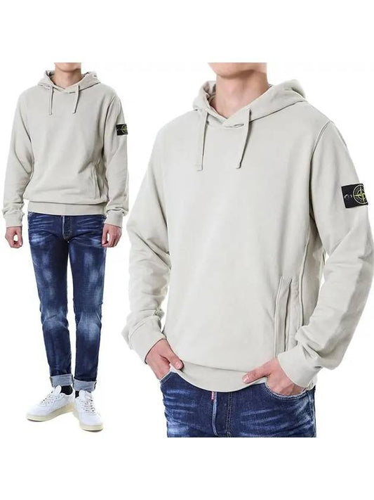 Wappen Patch Brushed Cotton Fleece Hoodie Plaster - STONE ISLAND - BALAAN 2