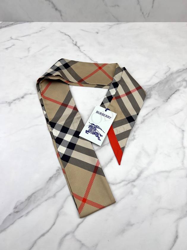 Check Red Hem Silk Scarf Beige - BURBERRY - BALAAN 5