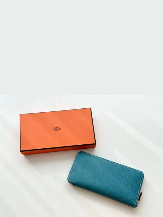 Unisex Long Wallet Silk Classic Bleu Jean H085198ckab - HERMES - BALAAN 1