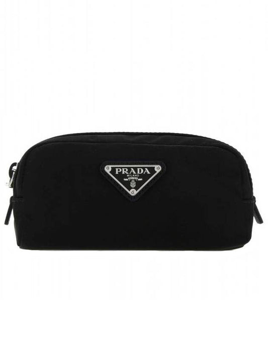 Triangle Logo Pouch Bag Black - PRADA - BALAAN.