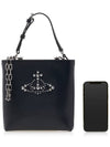 ORB Studded Square Leather Cross Bag Black - VIVIENNE WESTWOOD - BALAAN 7