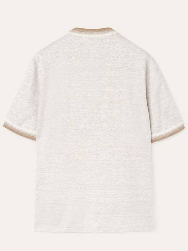 Tshirt twotone linen jersey gradient knit white brown - LORO PIANA - BALAAN 6