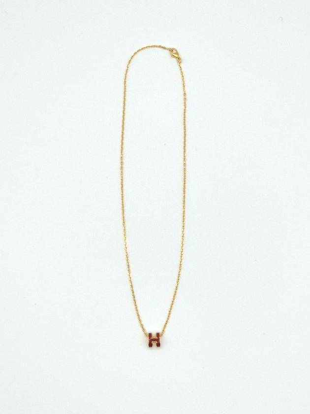 Mini Pop H Pendant Necklace Gold Rouge Grenat - HERMES - BALAAN 8