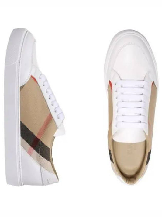 Women's House Check Leather Low Top Sneakers White - BURBERRY - BALAAN 2