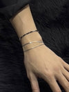 Glass Beads Vienna Snake Chain Bracelet Silver Black - S SY - BALAAN 4