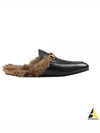 Prince Town Fur Leather Bloafers Black - GUCCI - BALAAN 2