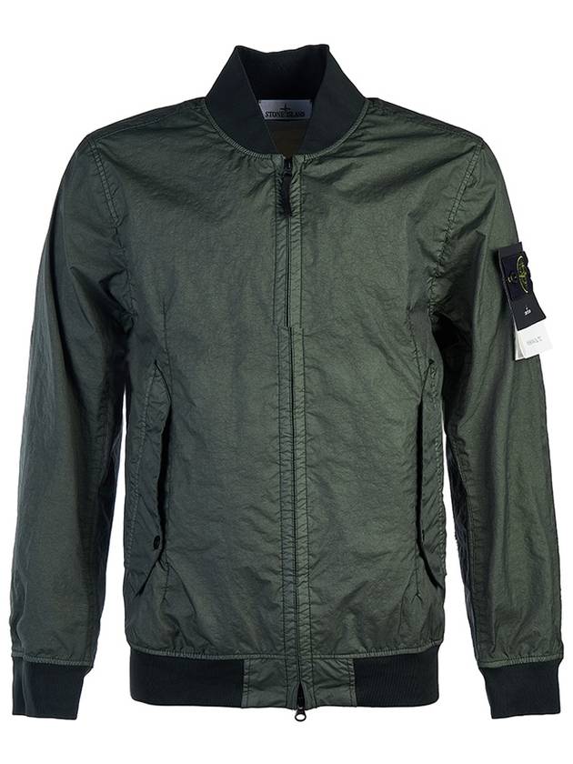 Men's Wappen Patch Zip-Up Bomber Jacket Green - STONE ISLAND - BALAAN 2