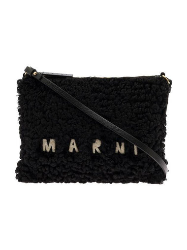 Logo Fur Clutch Bag Black - MARNI - BALAAN 1