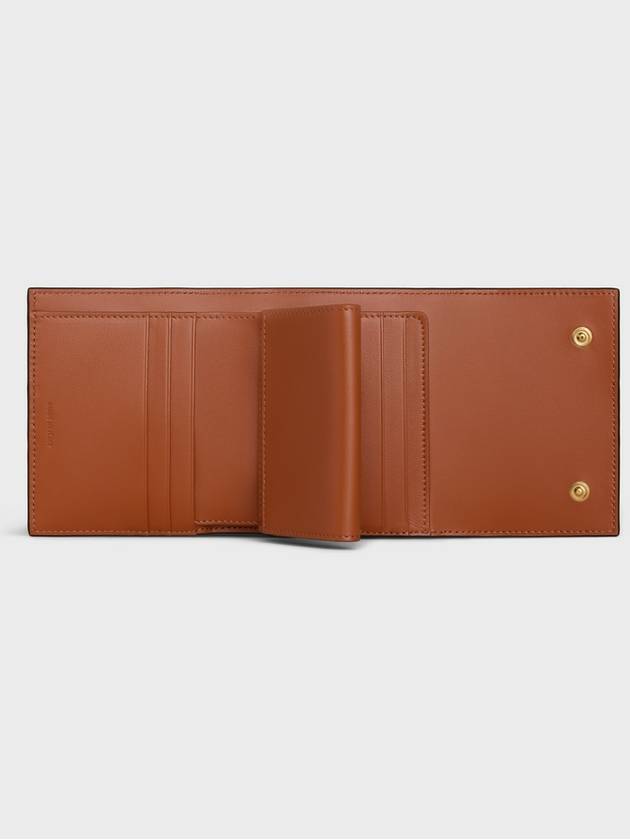 Triomphe Canvas Lambskin Trifold Small Half Wallet Tan - CELINE - BALAAN 5