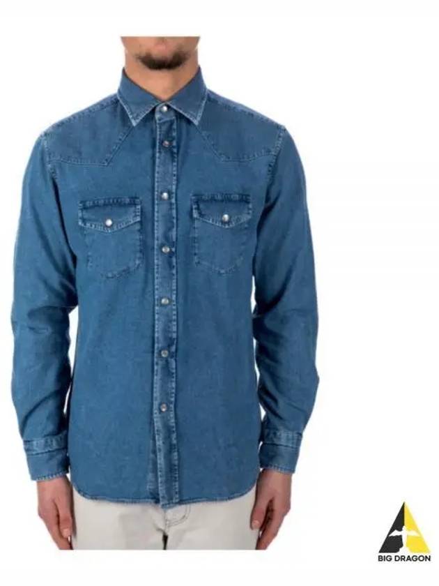 Flap Pocket Denim Long Sleeve Shirt Light Blue - TOM FORD - BALAAN 2