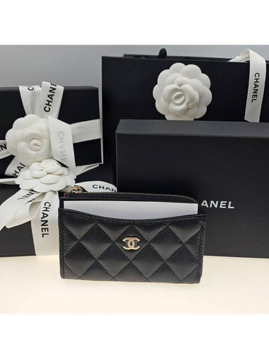 Classic zipper card holder black gold mini pouch AP3179 - CHANEL - BALAAN 1