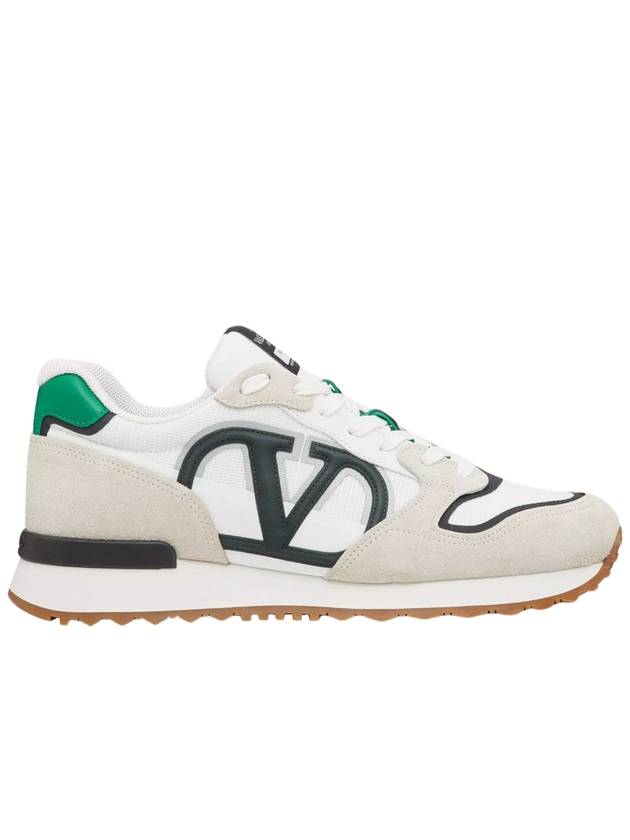 V Logo Face Low Top Sneakers White Green - VALENTINO - BALAAN 2