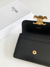 Triomphe Shiny Calfskin Flap Card Wallet Black - CELINE - BALAAN 6