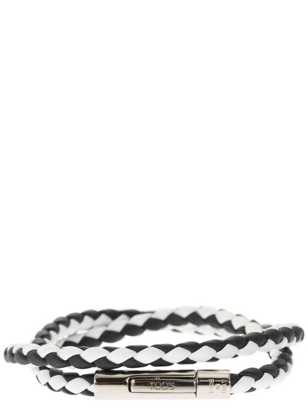 Men's My Colors Weaving Leather Bracelet Black White - TOD'S - BALAAN 2