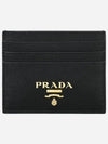 Metal Logo Saffiano Card Wallet Black - PRADA - BALAAN 2