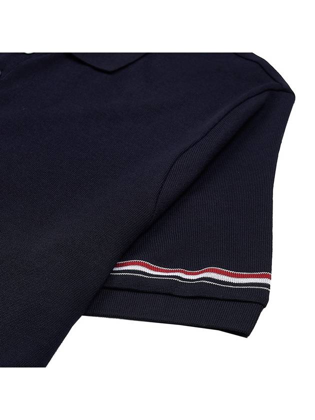 Lightweight Cotton Short Sleeve Polo Shirt Navy - THOM BROWNE - BALAAN 5