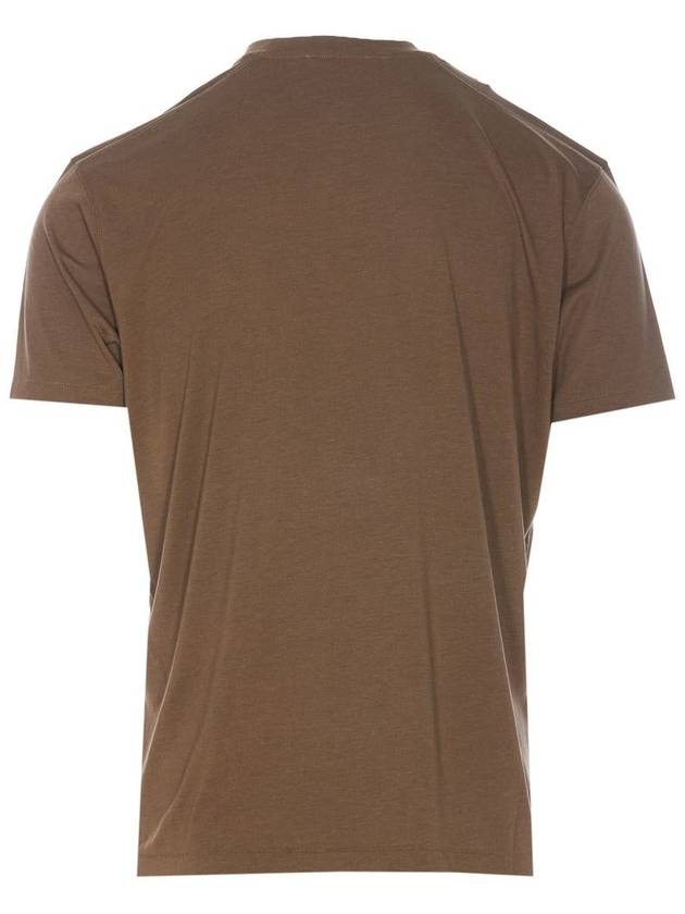 Men's Lyocell Round Neck Cotton Short Sleeve T-Shirt Khaki - TOM FORD - BALAAN 3