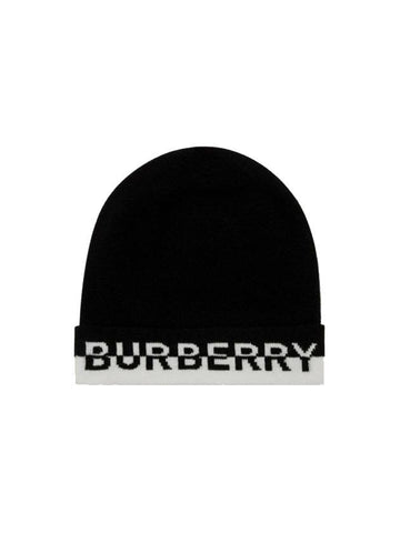 Cashmere Logo Beanie Black - BURBERRY - BALAAN 1