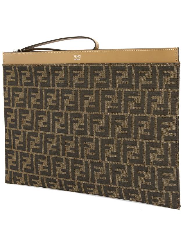 Large Flat FF Clutch Bag Brown - FENDI - BALAAN 3