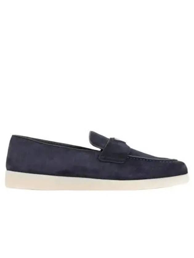 Triangle Logo Suede Loafers Navy - PRADA - BALAAN 2