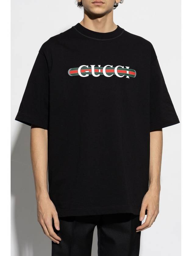 Logo Print Short Sleeve T-Shirt Black - GUCCI - BALAAN 4