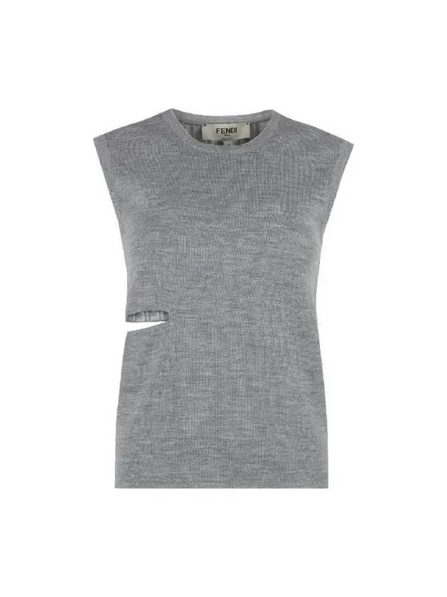 Cutout Reversible Wool Sleeveless Grey - FENDI - BALAAN 2