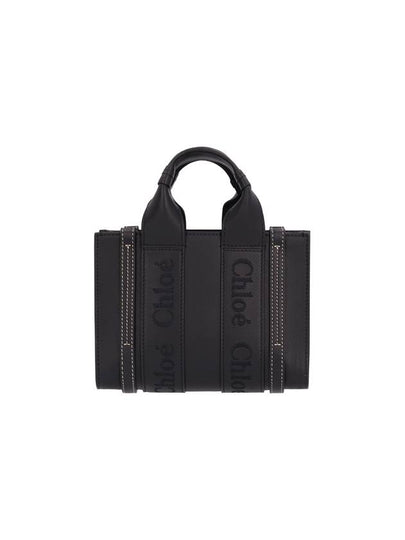 Woody Logo Calf Leather Mini Tote Bag Black - CHLOE - BALAAN 2