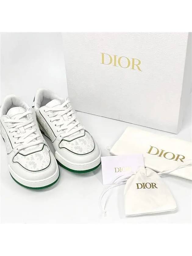 One Oblique Perforated Calfskin Low Top Sneakers White Green - DIOR - BALAAN 11