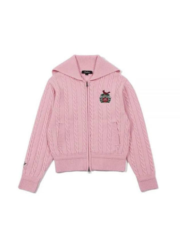 Cable Zip-up Sweater PINK WOMAN Blue Boutique M3122PKO11PNK - MALBON GOLF - BALAAN 1