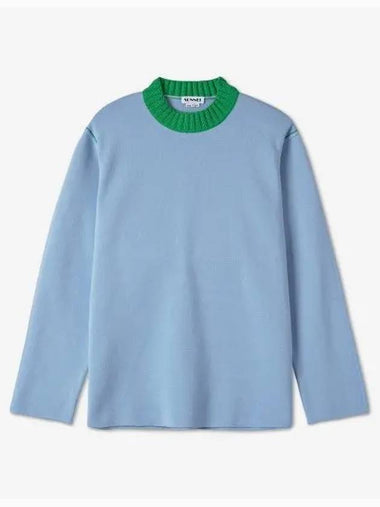 Block Round Neck Knit Cloud Green CRTWMTOP0017137 - SUNNEI - BALAAN 1