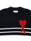 Big Heart Logo Striped Knit Top Black - AMI - BALAAN 4